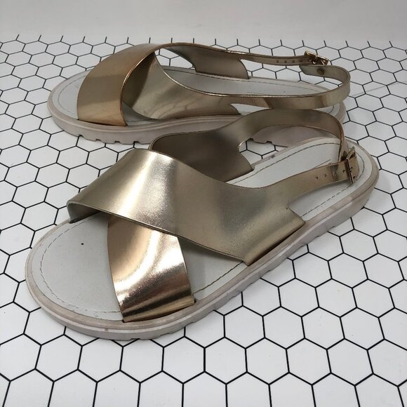 Asos Metallic Gold Freda Slingback Sandals 11 - Picture 2 of 8